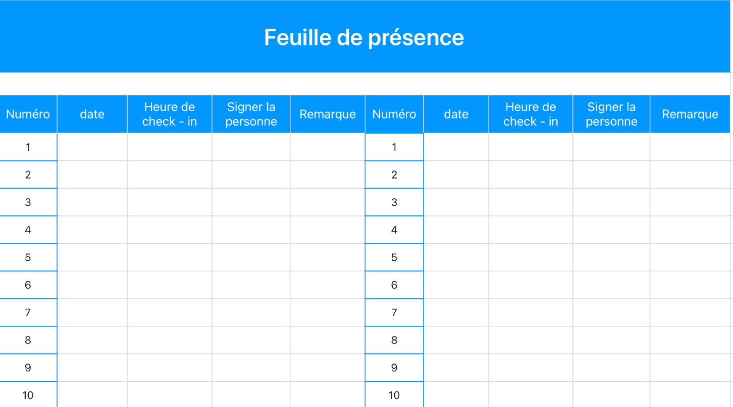 Feuille de présence